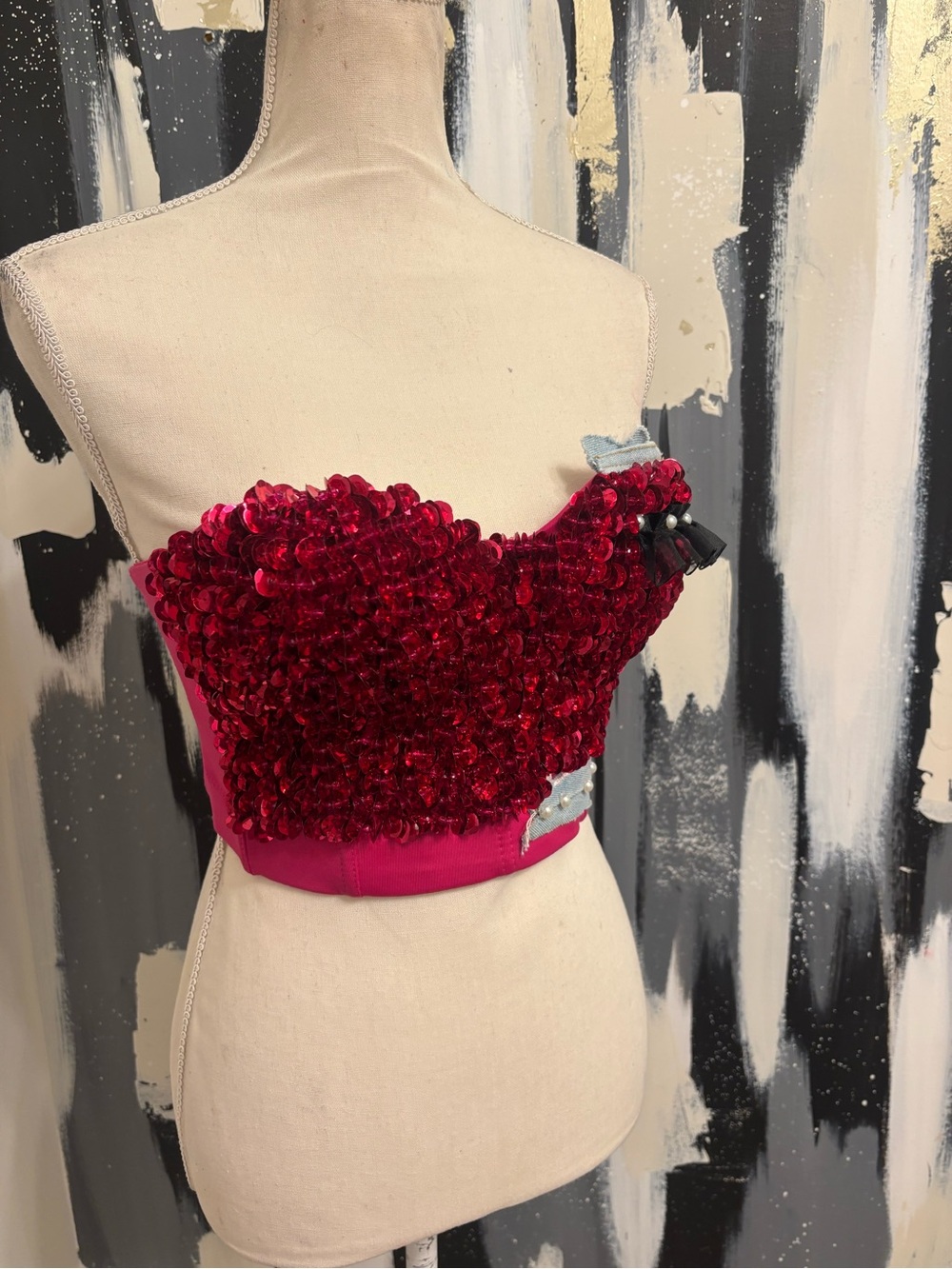 Pink Sequin Corset Top